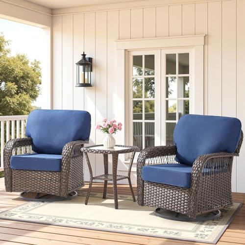 7 Pieces Outdoor Furniture Set with Swivel Chairs
