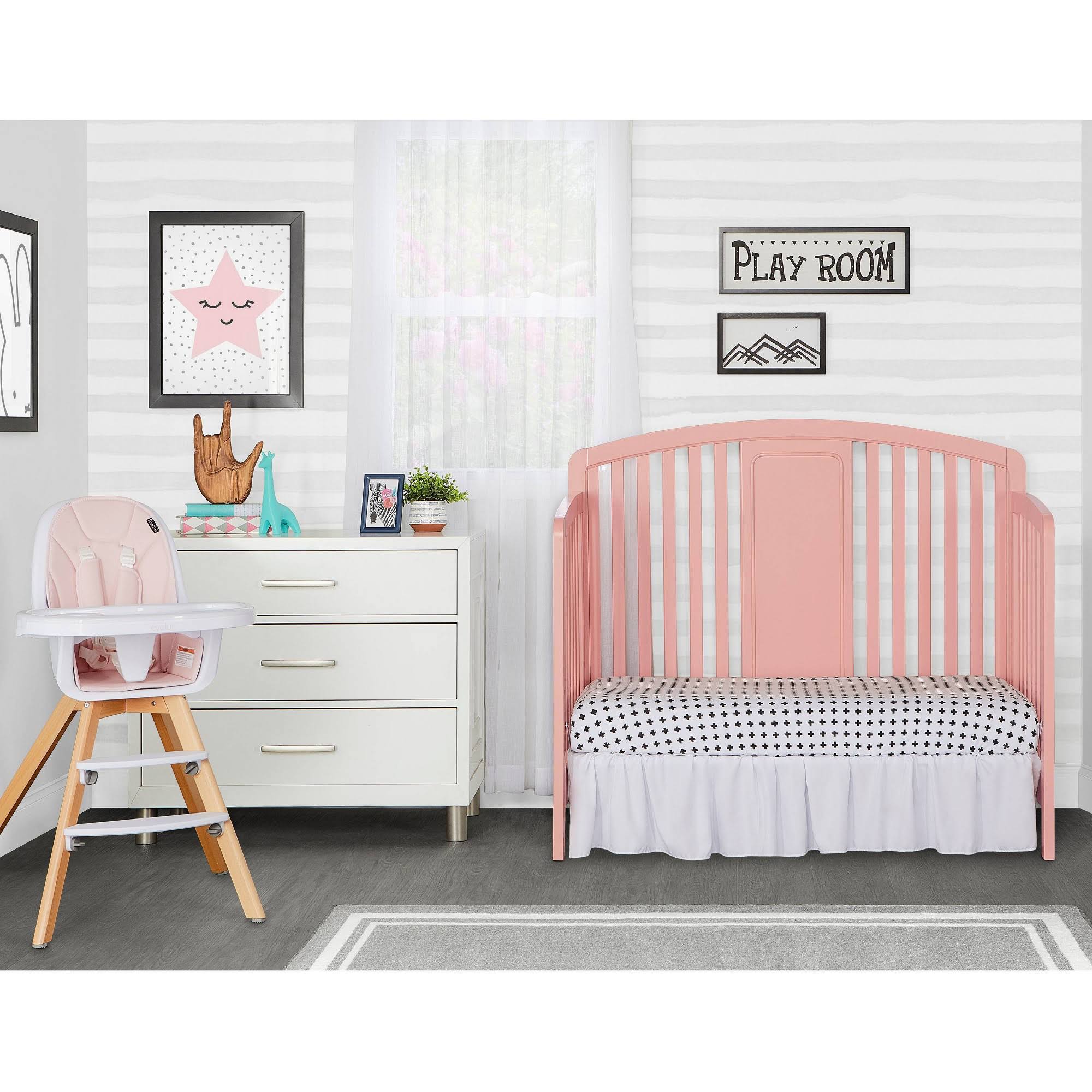 Sweetpea Baby Arc 4-in-1 Convertible Crib in Dusty Pink