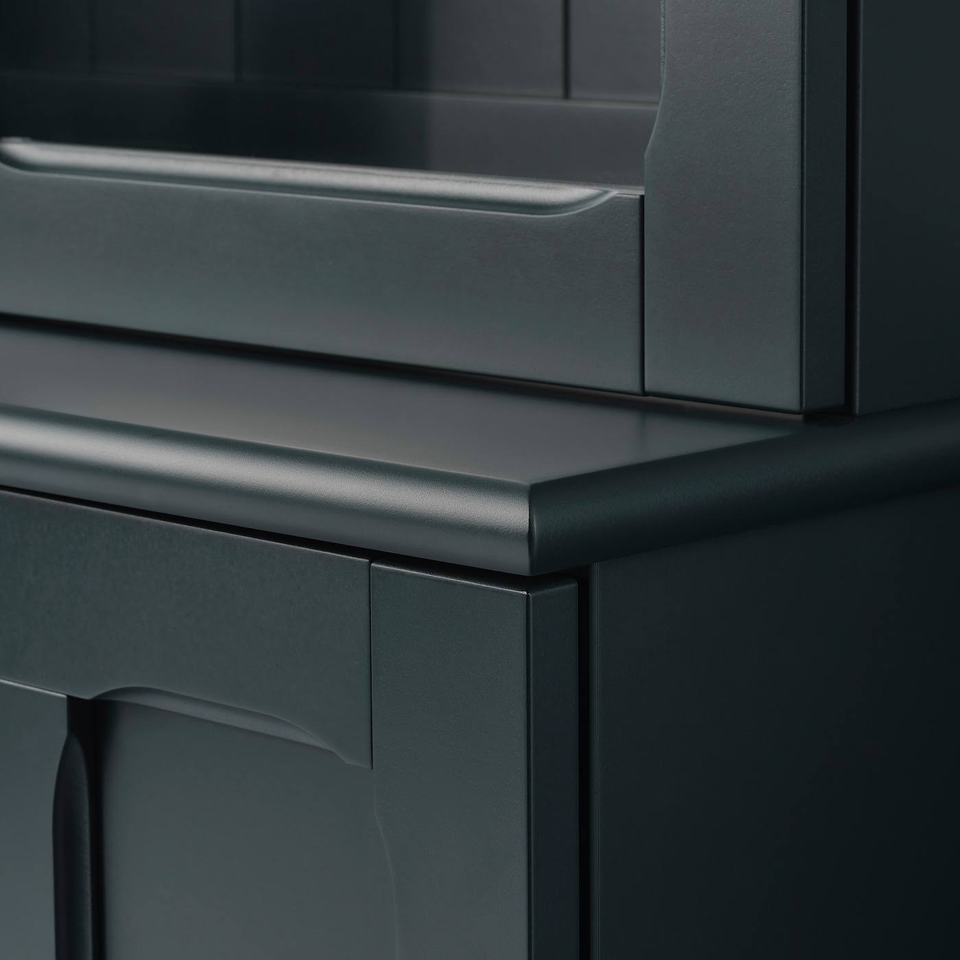 IKEA - LOMMARP Cabinet with Glass Doors, Dark Blue-Green, 33 7/8x78 3/8