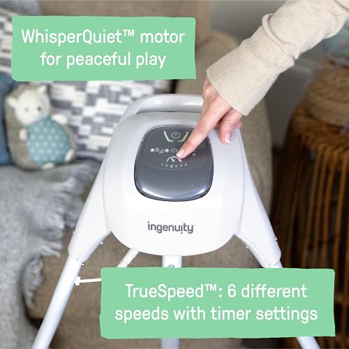 Ingenuity SimpleComfort Lightweight Compact 6-Speed Multi-Direction Baby Swing, Vibrations & Nature Sounds, 0-9 Months 6-20 lbs (Pink Cassidy)