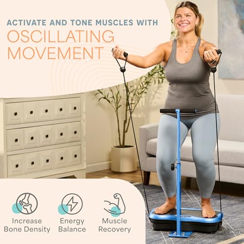 Lifepro TrimLite Vibration Plate Exercise Machine with Handlebars – Whole Body Vibration Machine, Ideal Lymphatic Drainage Massager – 99 Speed Levels