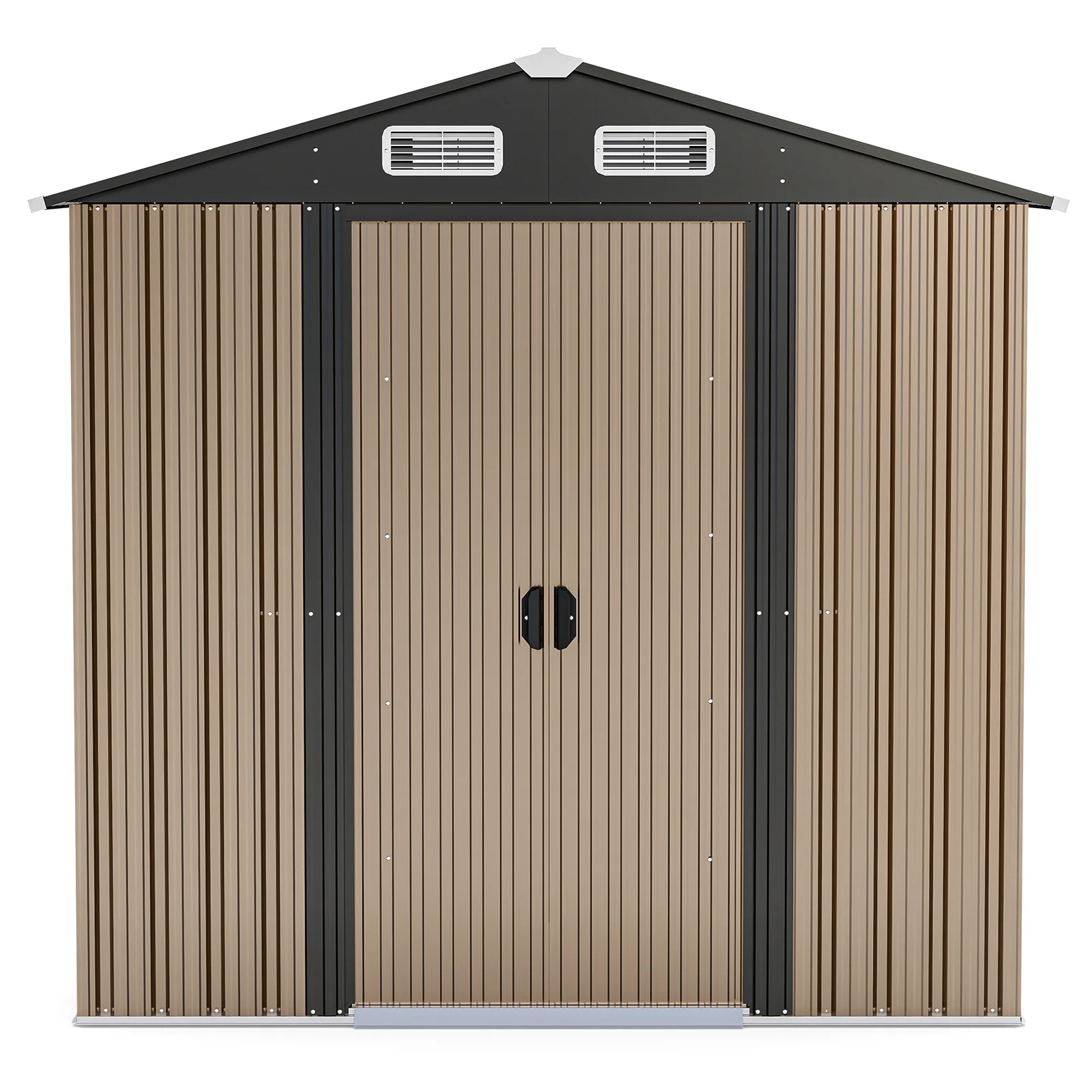 6 x 4 FT Outdoor Storage Shed, Metal Shed with Vents & Sliding Door for Gardening Tools Waterproof Thickened Galvanized Metal Storage Shed for Garden
