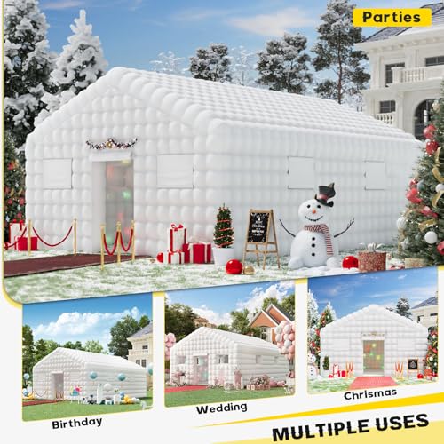 EROMMY 20x16.5x12 FT Large Black Inflatable Nightclub, Blow Up Party Tent Portable with 950W Blower