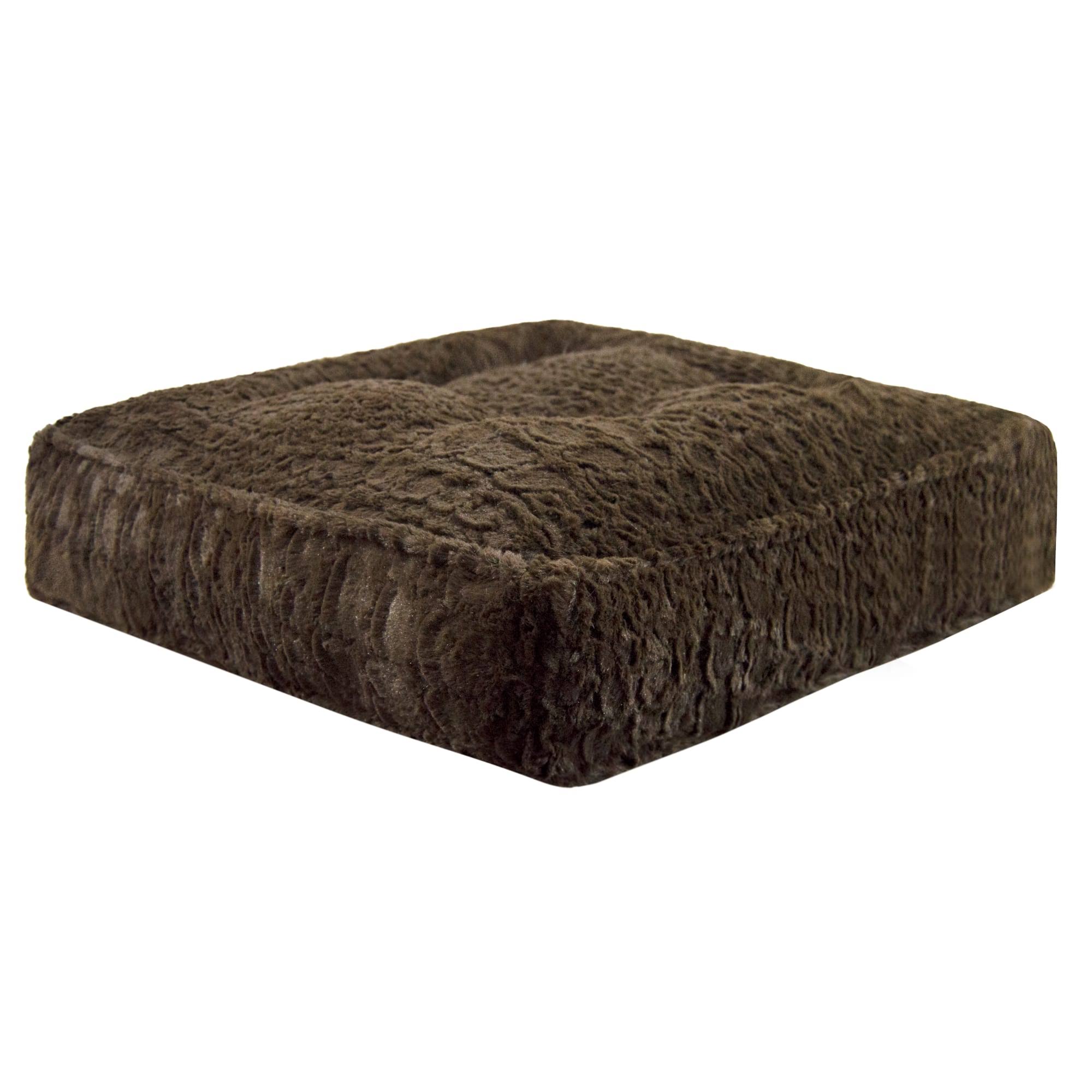 Bessie + Barnie Luxury Extra Plush Faux Fur Animal Print Rectangle Dog u0026 Cat Bed, Serenity Brown, Medium