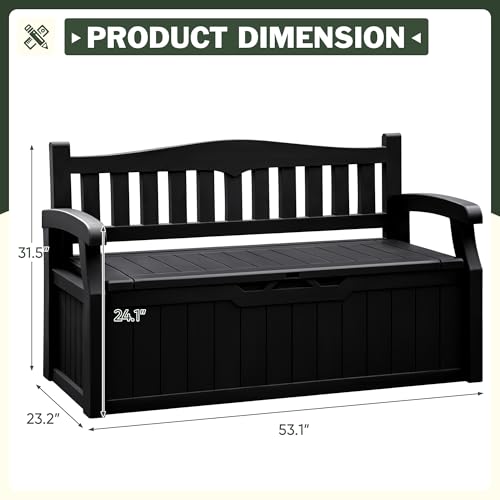 Flamaker 80 Gallon Storage Bench Outdoor Indoor, Durable All-Weather Seating with Hidden Storage, Lockable Deck Box for Garden, Patio