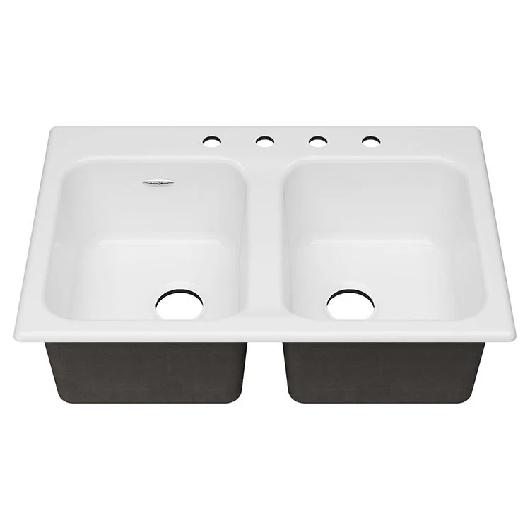 Quince 33" Equal Double Bowl Cast Iron Drop-In Kitchen Sink with 4 Holes