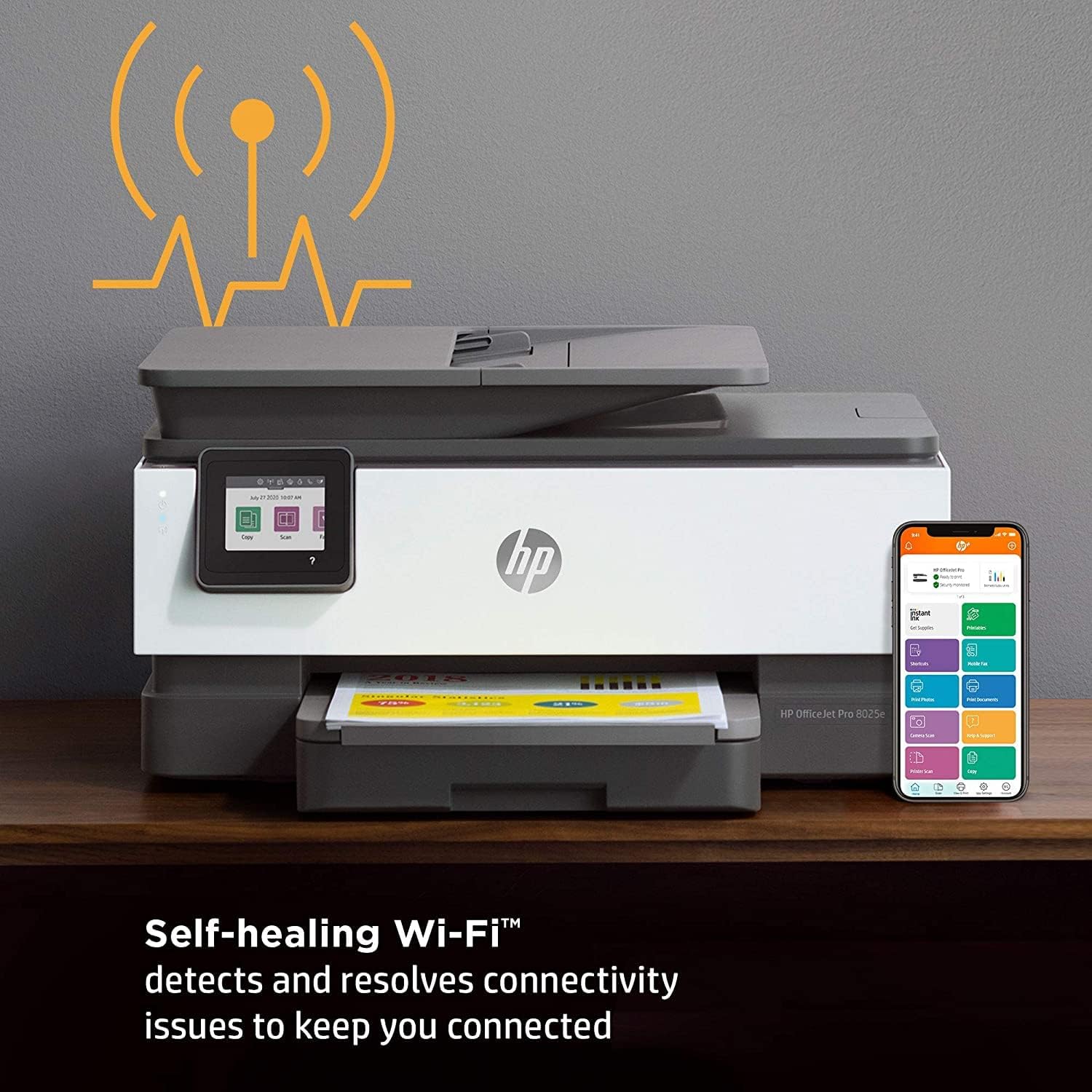 HP OfficeJet Pro 8025e All-in-One Wireless Color Inkjet Printer for Office - Print Scan Copy Fax- Auto 2-Sided Printing-4800 x 1200 dpi, 20 ppm