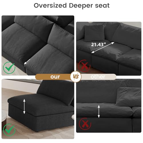 160.6" Cloud Couch Modular Sectional Sofa for Livingroom,Oversized Convertible Sofa with Storage Ottomans,6 Seat Wide Couches