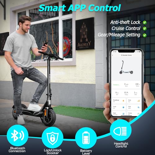 Caroma Electric Scooter Adults, 850W Motor, Max 36 Mph & 30-37 Miles Long Range, 10 Inch Run-Flat Tires