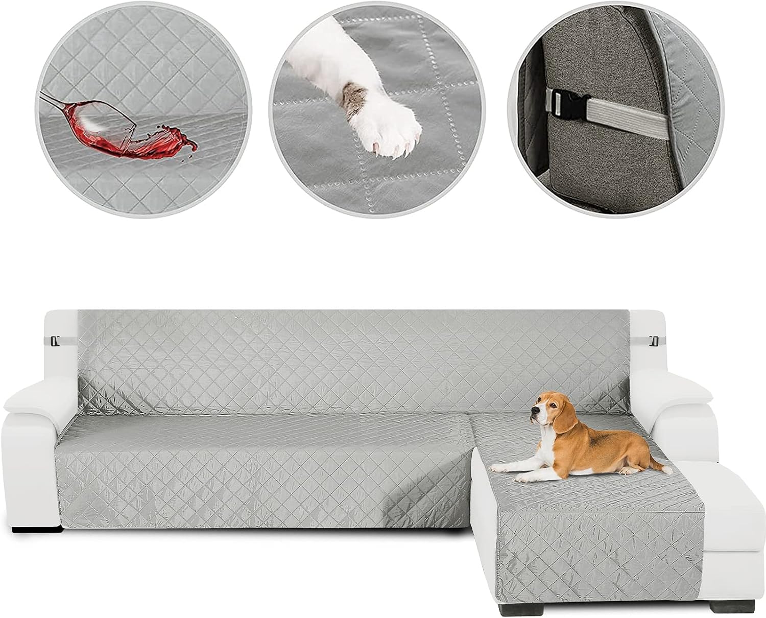 HDCAXKJ Sectional Couch Covers for Dogs 3-Pieces Water Resistant L Shape Sofa Cover Set Pet Friendly Sectional Slipcovers Living Room Non Slip