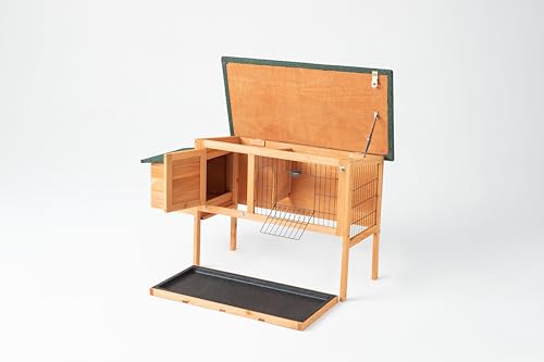 TAKUKA Outdoor Rabbit Hutch, Small Animal Wooden Chicken Coop with Nest Box