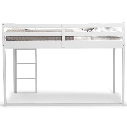 Delta Children Twin Loft Bed with Guardrail and Ladder (Coordinates with Loft Bed Tents Sold Separately), White