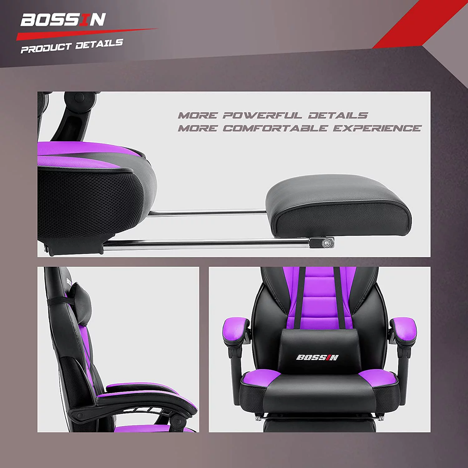 Waleaf Gaming Chair, Ergonomic Heavy Duty Design, Gamer Chair with Footrest and Lumbar Support, Large Cushion High Back Office Chair