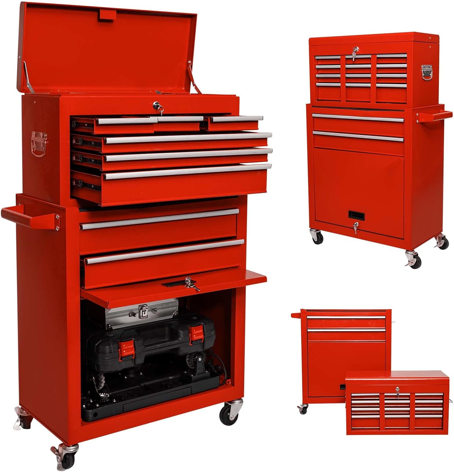 High Capacity 8-Drawer Rolling Tool Chest,Large Removable Portable Tool Chest and Tool Storage Cabinet