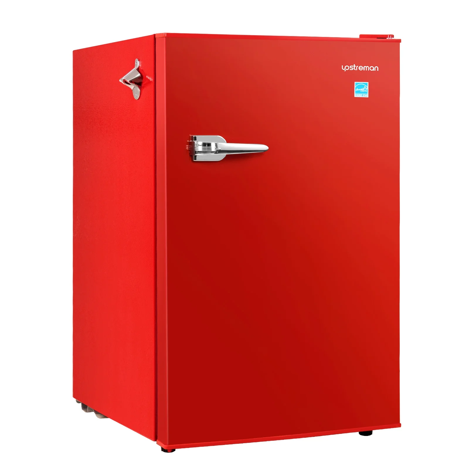 Upstreman 4.5 Cu Ft Retro Compact Refrigerator, Mini Fridge with Freezer for Bedroom, Adjustable Thermostat, Side Bottle Opener