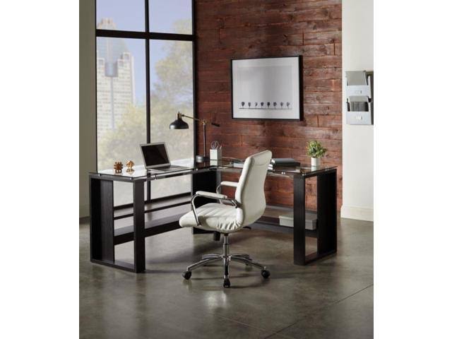 Realspace Modern Comfort Winsley Leather Mid-Back Chair, White