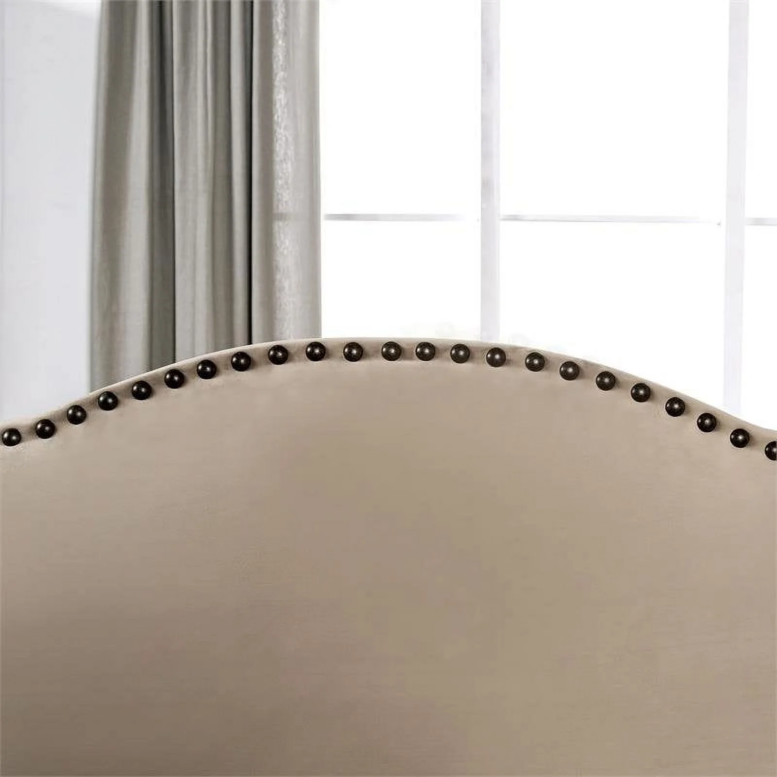 Furniture of America Keinisha Transitional Fabric Nailhead Loveseat in Beige