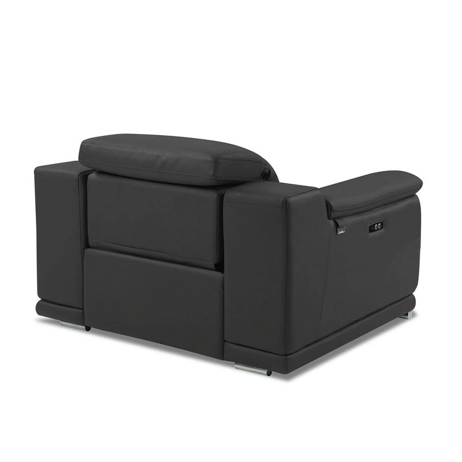 Titan Furnishings Genuine Italian Leather Power Reclining Chair in Dark Gray