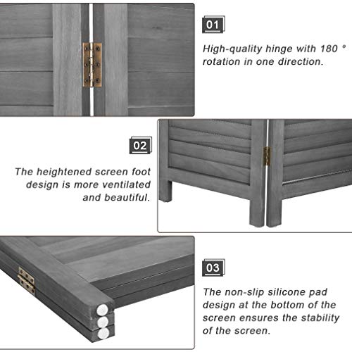 Room Divider 6 Panel Wood Privacy Screen Folding Partition Wall Room Dividers Freestanding White 5.57 FT Tall Divider for Room Separation