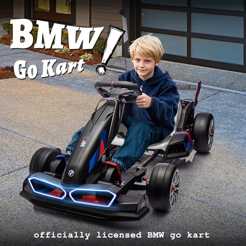 FORESEE 36V Licensed BMW Kids Electric Go Kart, Battery Powered Drift Kart w/Adjustable Seat, Ride On Toy for Big Kids Ages 6+
