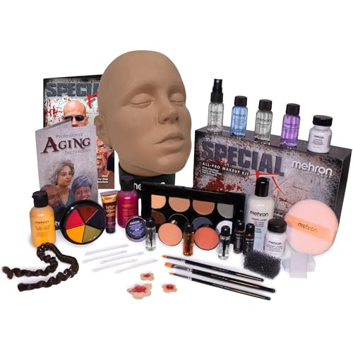 Mehron Makeup Special FX All-Pro Makeup Kit with Practice Head | Complete Professional Stage Kit Includes Practice Head | Special Effects for Theatre
