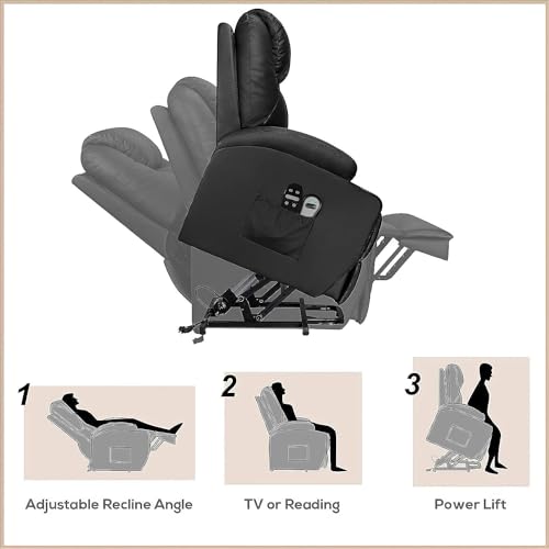 Flamaker Power Lift Recliner Chair PU Leather with Massage for Elderly Ergonomic Lounge Chair Classic Single Sofa with 2 Cup Holders Side Pockets