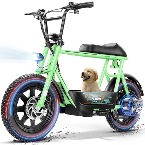 Caroma Peak 500W/800W/1200W Electric Scooter with Seat, 16 * 3" Fat Tire Ebike for All-Terrain, Max 15/25/30 Miles Ranges&20MPH