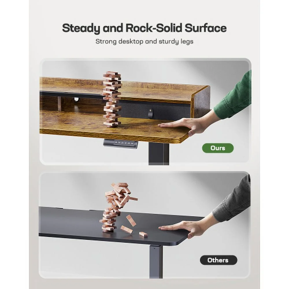 Adjustable Height Stand up Desk, 55 x 24 Inches Electric Standing Desk, Sit Stand Desk with Desktop Storage and Memory Preset