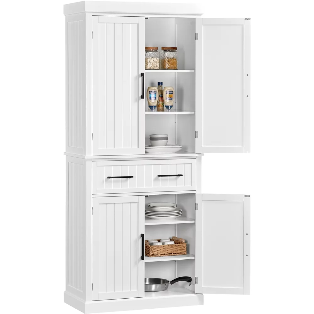 SmileMart 72.5″ H Kitchen Pantry Cabinet with Doors and Adjustable Shelves, White