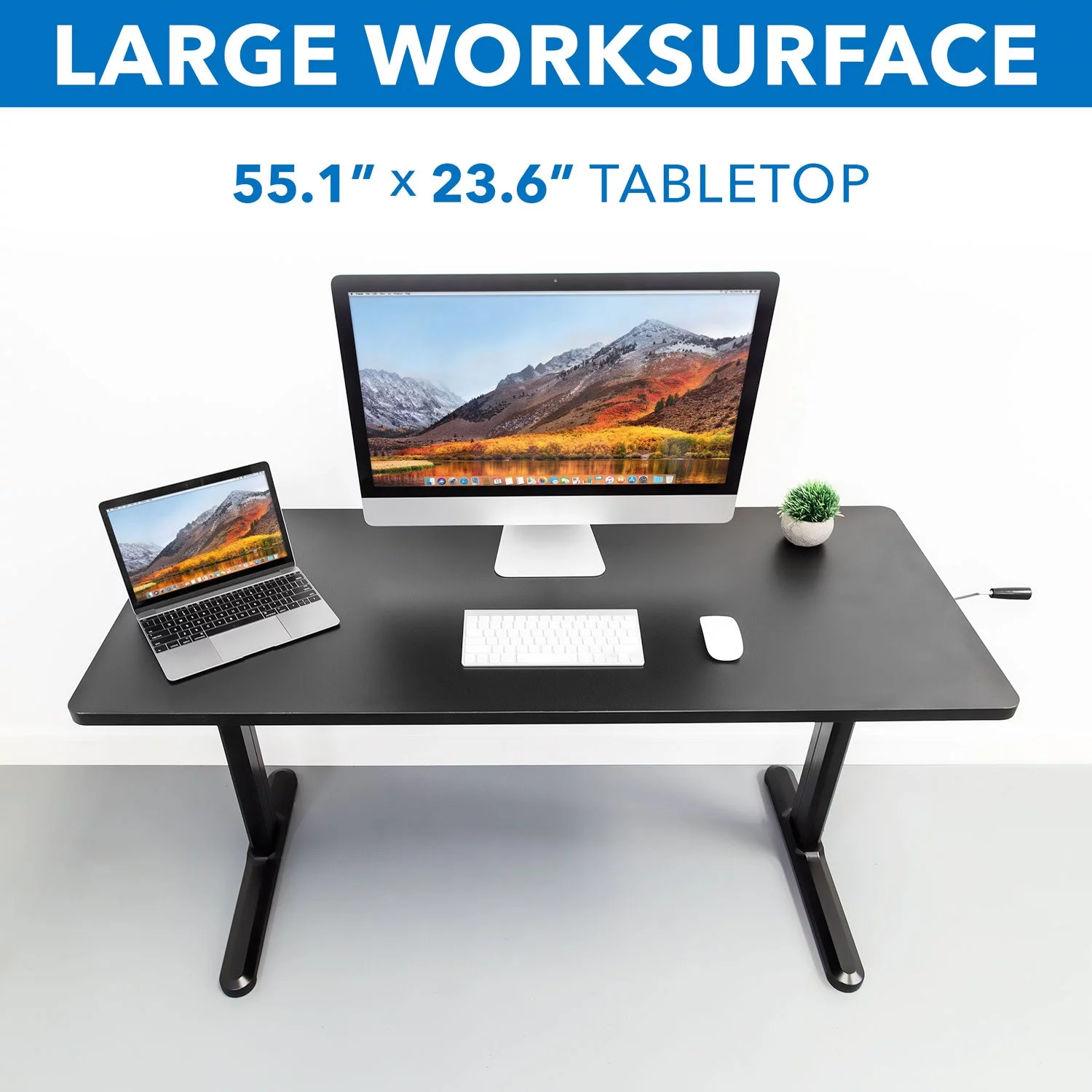 Mount-It! Hand Crank Sit-Stand Desk (Frame and Tabletop Included)