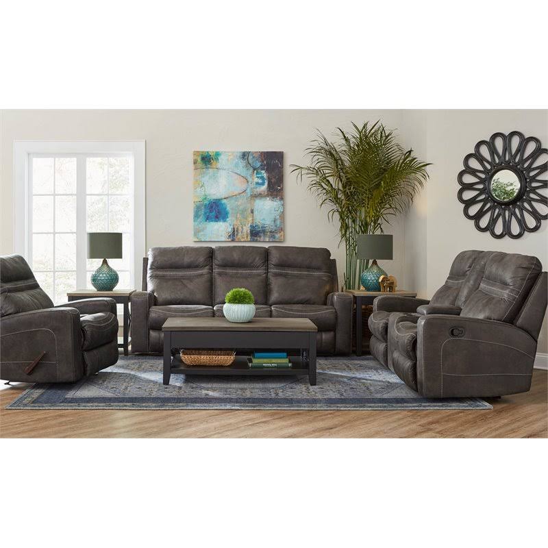 Lane Furniture 56422-63 Durham Charcoal Reclining Console Loveseat with Polyester Material