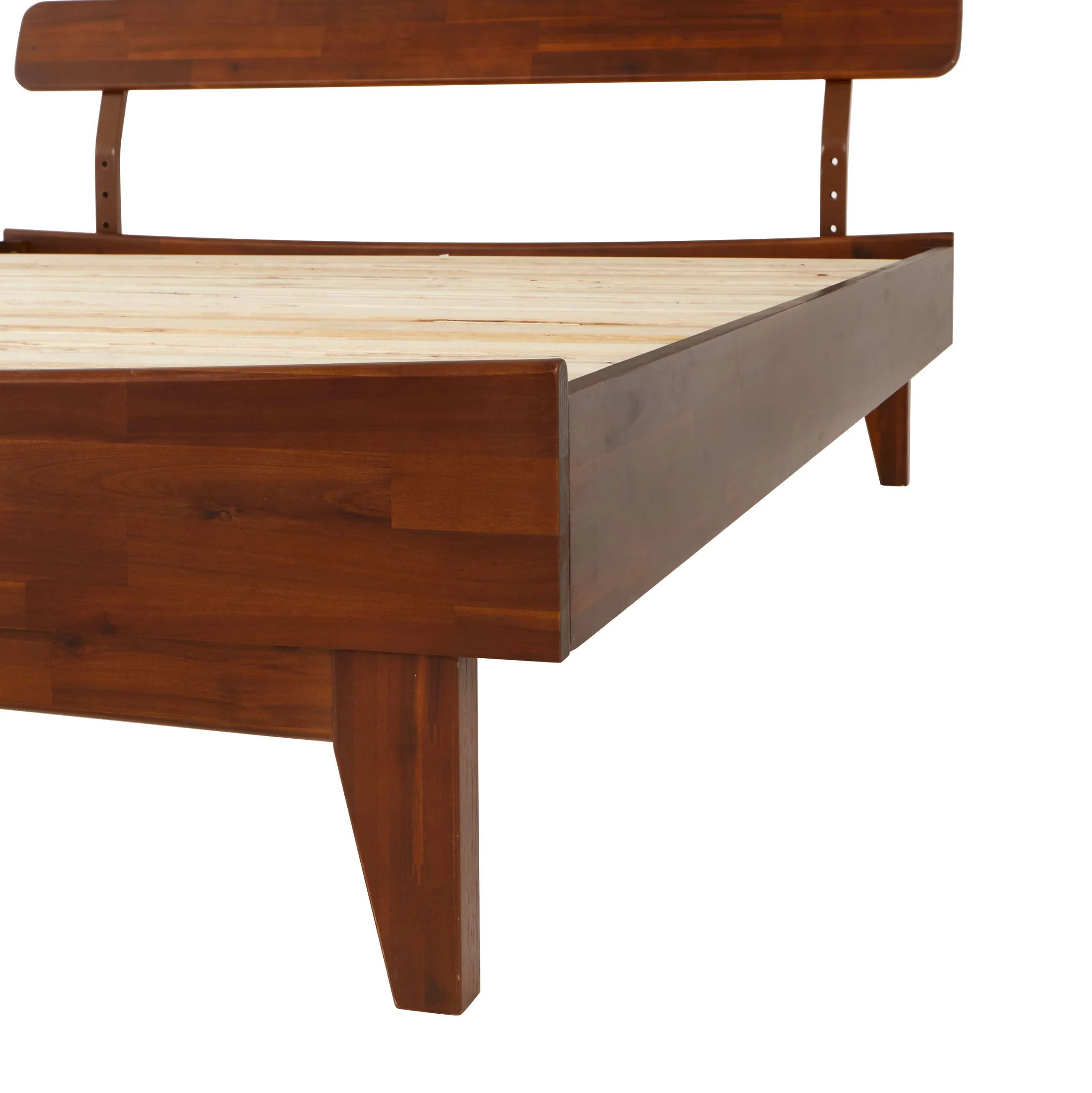 BME Dalen 45" Bed Frame Queen, Adjustable Headboard, Mid-Century, Solid Wood, Dark Choco
