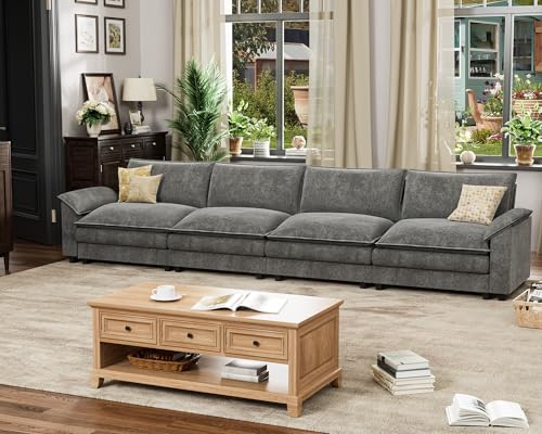 Homall 119" Modular Sectional Sofa, L Shaped Sofa Couch with Reversible Ottoman, DIY Combination Chenille Deep 3-Seat Cloud Couch for Living Room