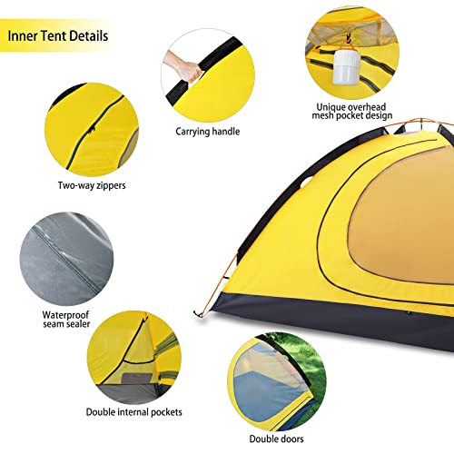 GEERTOP Ultralight 2 Person Backpacking Tent 4 Season Waterproof Camping Tent Double Layer Cold Weather Easy Set Up Tents for Family Camp, Hiking