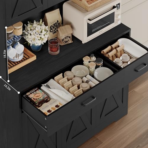 HOSTACK 71" Pantry Cabinet with Charging Station, Tall Kitchen Pantry Storage Cabinet with Microwave Stand