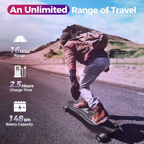 Caroma 38" Electric Skateboard with Remote, 1200W Brushless Motor, 28 Miles Range & 28Mph Top Speed, Max Load 300lbs, 9 Layer Maple Wood
