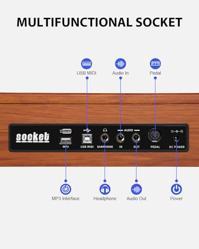 Digital Piano Keyboard for Beginners,Full Size 88 Key Semi-Weighted Keyboard Electric Piano with Stand,Power Adapter,Sheet Music Stand,Pedal