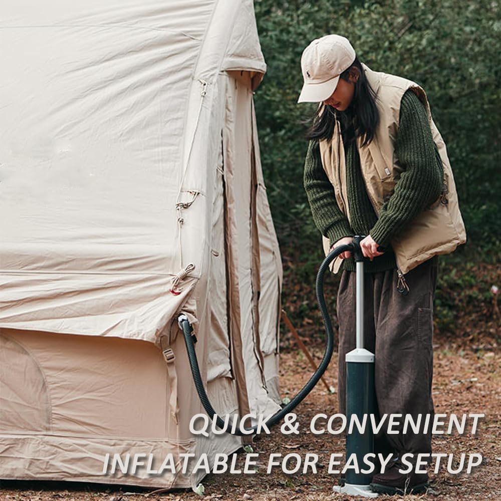 Inflatable Camping Tent with Pump, Easy Setup 4 Season Glamping Tent with High Performance Inflatable Structure