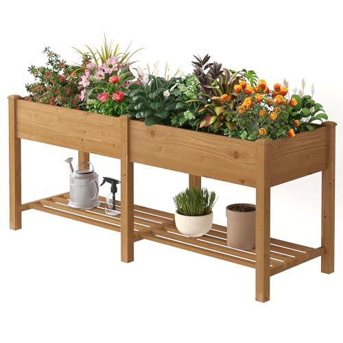 Wooden Raised Garden Bed ，Planter Box with Legs, Wooden Planter -Grow Herbs and Vegetables Outdoors &ndash; Naturally Rot-Resistant