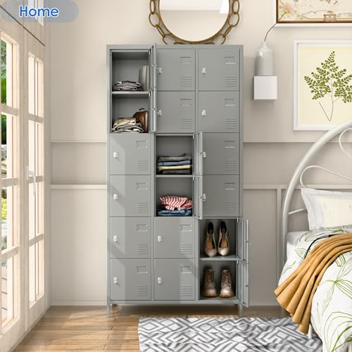 6 Door Metal Storage Locker 18 Hooks,Metal Locker for Employees with Lock for School Garage Office Gym Bedroom,Assembly Required