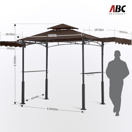 ABCCANOPY 8x5 Grill Gazebo - Outdoor BBQ Canopy Shelter with Led Light for Patio Backyard Grilling (Dark Gray)