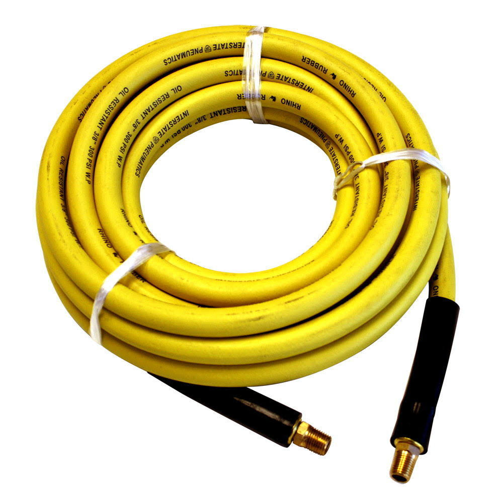 Interstate Pneumatics HA56-100E Yellow Rhino Rubber Hose 3/8x22 x 100 Feet 300 PSI 4:1 Safety Factor