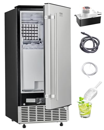 VEVOR Under Counter Ice Maker Machine, Crescent Ice, 25 Lbs/Day Stainless Steel Built in Ice Maker with Reversible Door