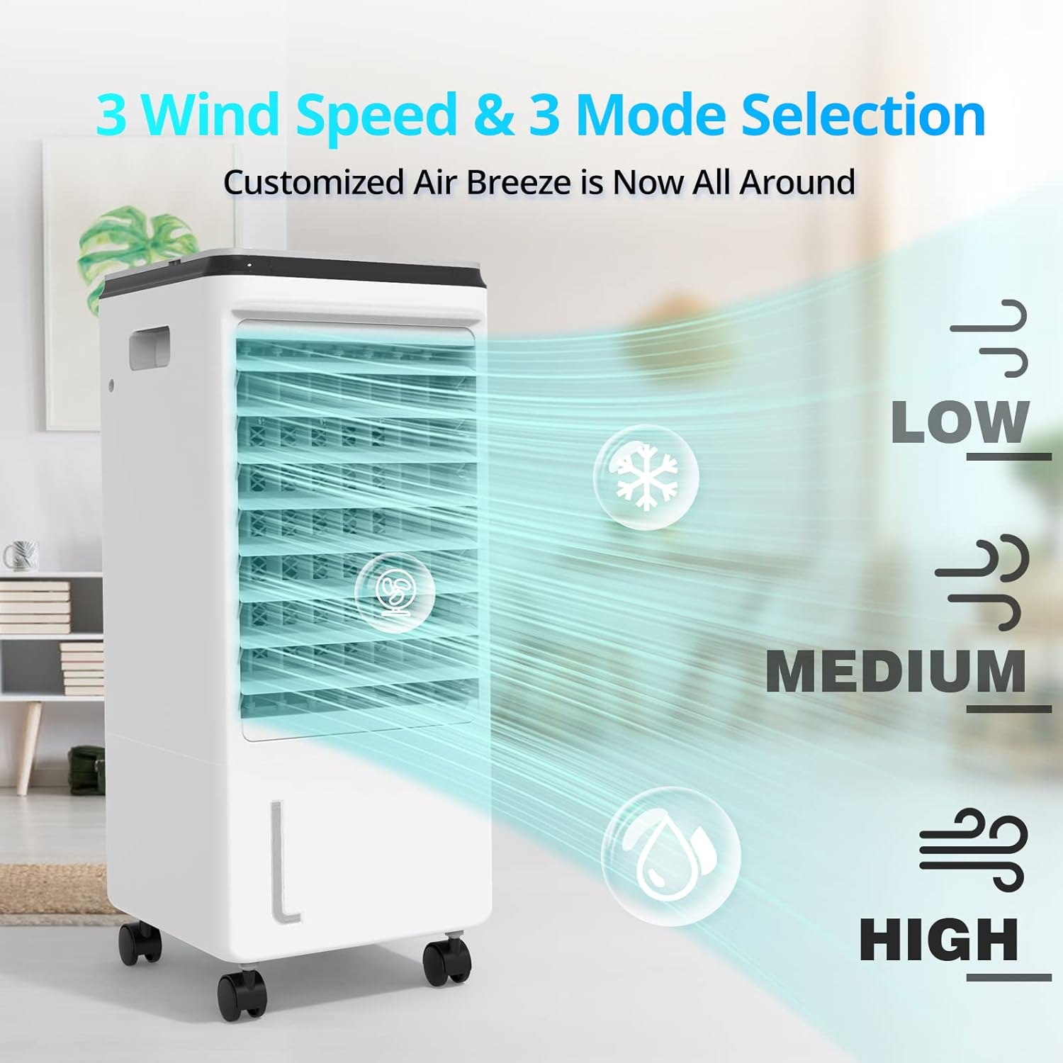 FANCOLE 3-IN-1 Portable Air Conditioner Windowless, 22-INCH Air Cooling Fan w/ LED Display, 20ft Remote Control, 3 Wind Speeds, 8-Hour Timer