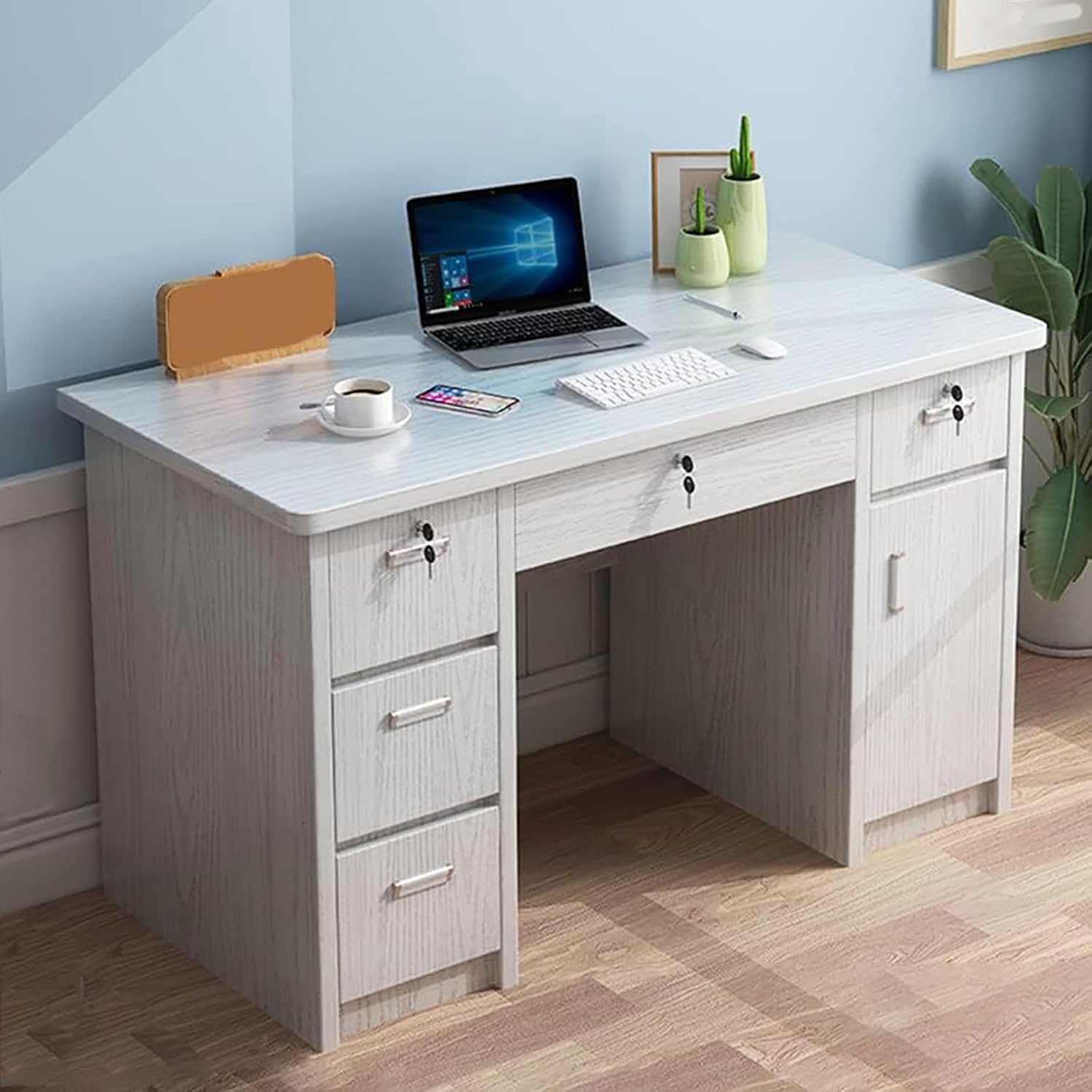 Home Office Writing Desk with Drawers,Wooden Computer Desk Vanity Desk Study Table Desk with Storage