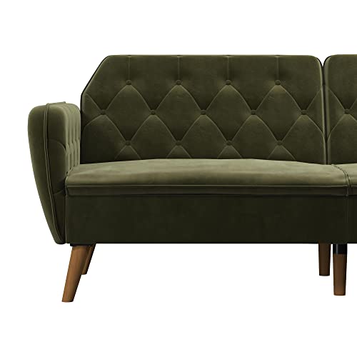 Novogratz Tallulah Memory Foam Futon, Convertible Couch, Camel Faux Leather