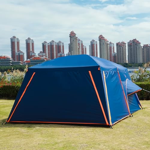 KTT Extra Large Tent 10-12-14 Person(Style-B),Family Cabin Tents,2 Rooms,3 Doors and 3 Windows with Mesh,Straight Wall,Waterproof,Double Layer
