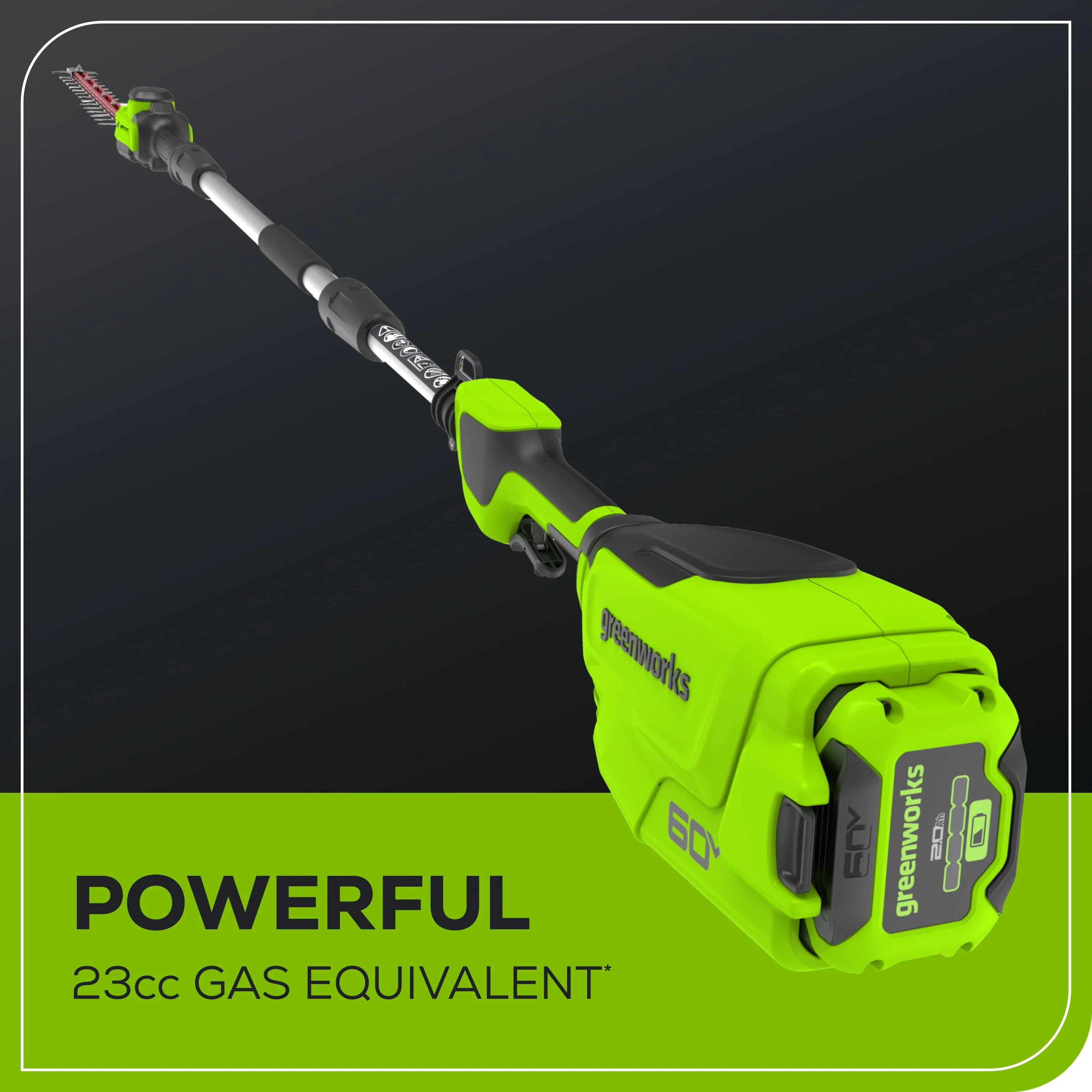 Greenworks 60V 20 Pole Hedge Trimmer with 2.0 Ah Battery & 3 Amp Charger 2307502