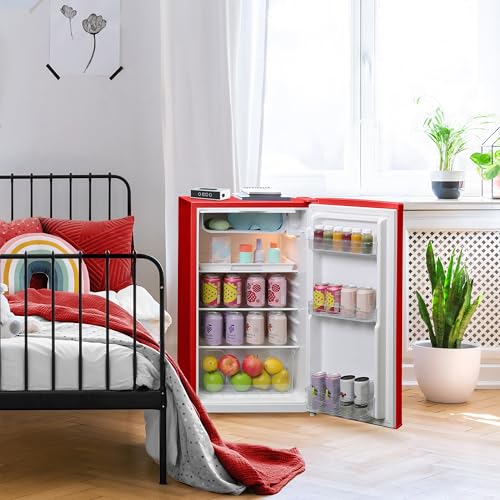 West Bend Mini Fridge with Freezer Retro-Styled for Home Office or Dorm