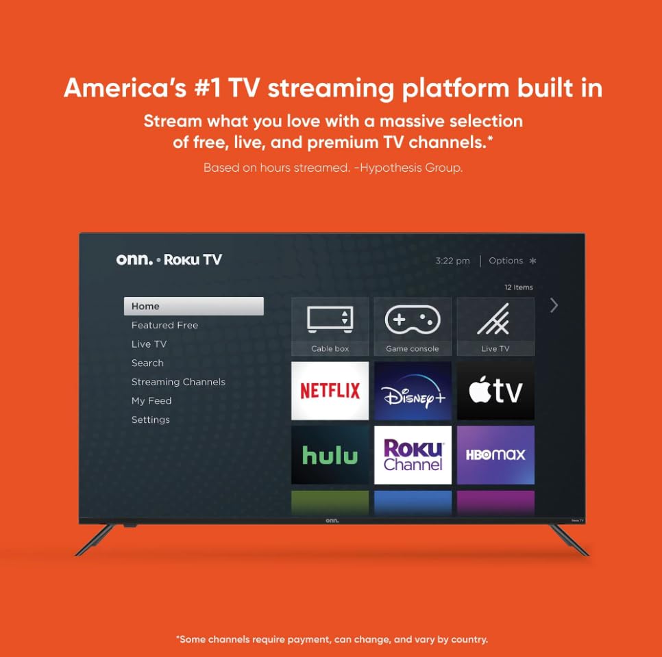 ONN 32-inch Roku Smart TV LED + Free Wall Mount with Wi-Fi Connectivity and Mobile App | Flat Screen TV Compatible with Apple Home Kit | Alexa and